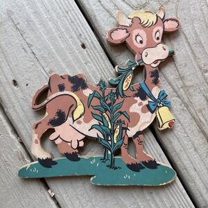 Little Boy Blue Cow Mother Goose Fairytale Pin-ups 1950s Dolly Toy Nursery Decor